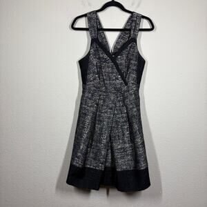 McGinn Size 6 Pleated Mini Dress Black Gold Cotton Blend Cocktail Sleeveless